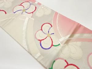 曲線に捻梅模様織出し袋帯